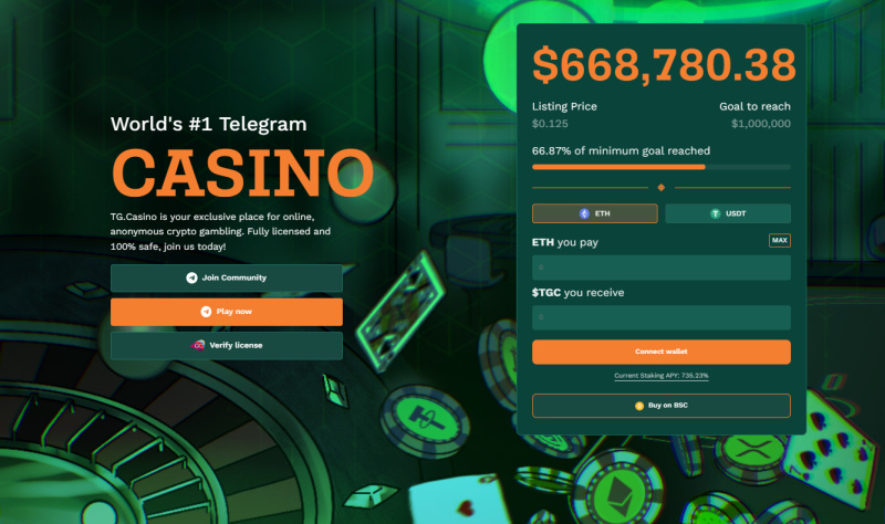  casino token upcoming presale approaching million 500 