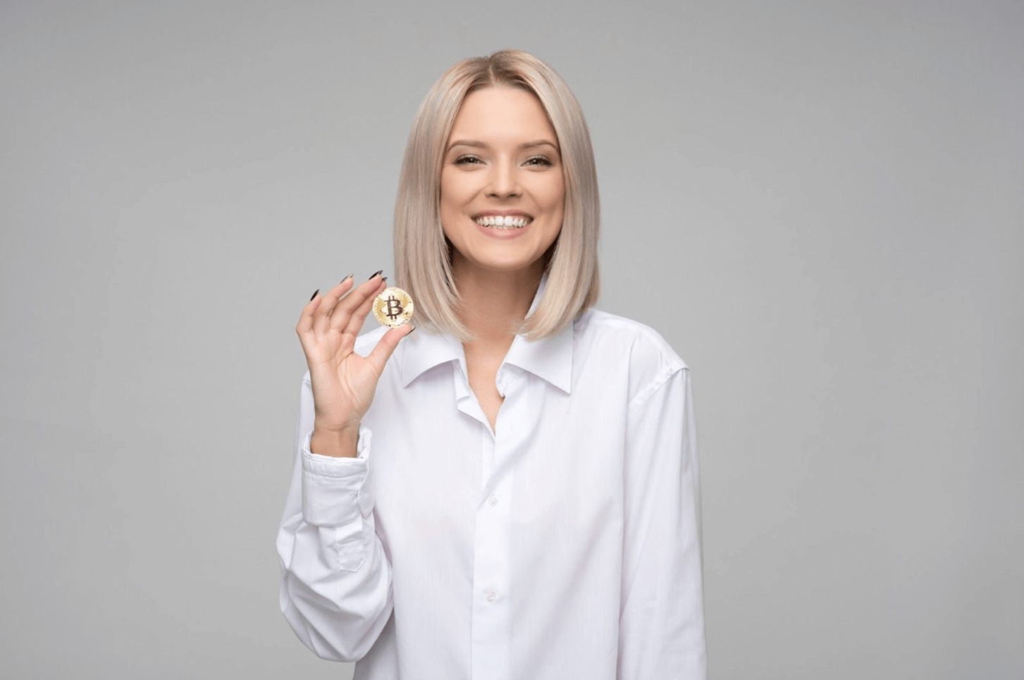 Smiling Bitcoin Lady