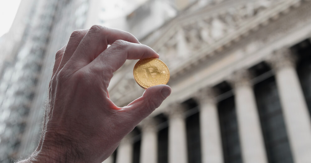 Bitcoin outside NY stock exchange