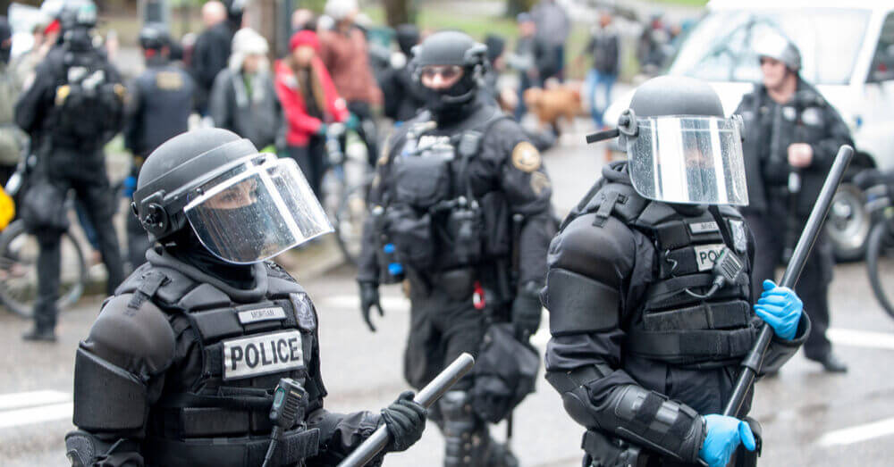 Police in riot gear