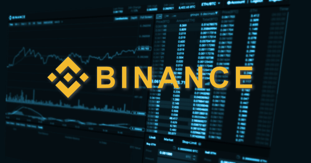 Binance logo with financial market background