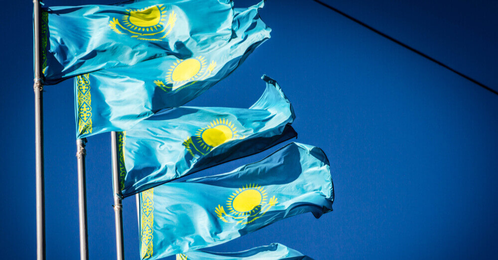 4 Kazakhstan flags