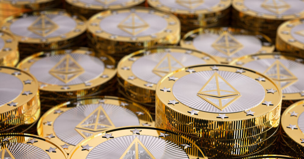 Image of stacks of Ethereum coins