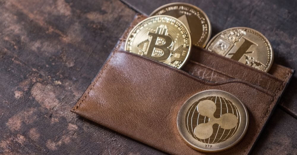 Ripple coin in a leather wallet