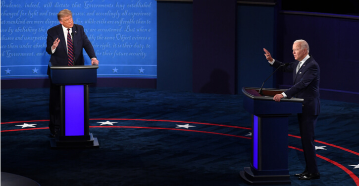 Image of Joe Biden and Donald Trump at the first Presidential debate, 2020