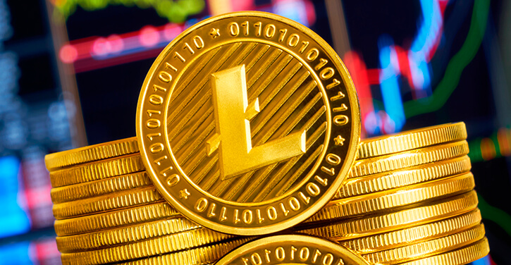 An image showing stacked Litecoin