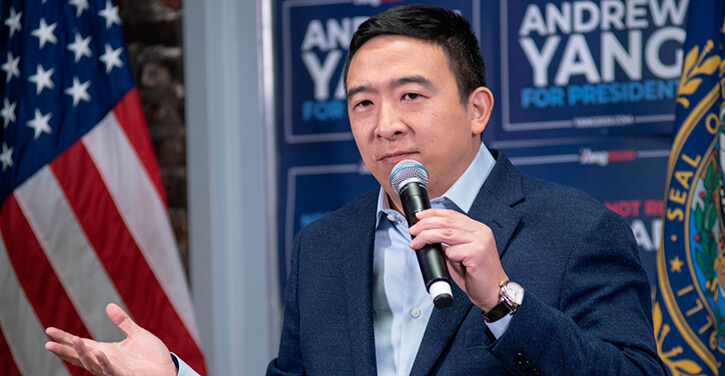 Andrew Yang giving a speech