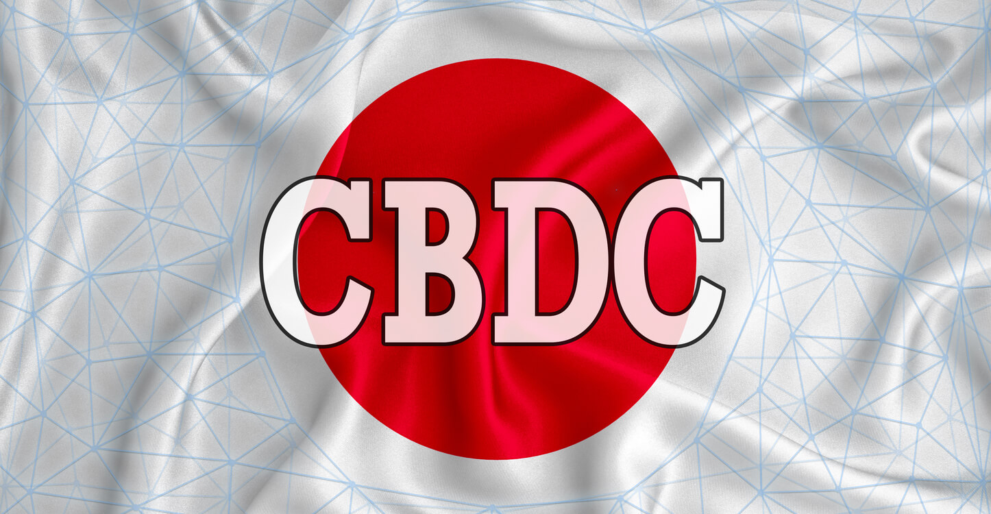 Japan flag with the inscription CBDC