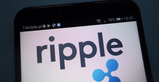 An image of ripple’ logo on a smartphone