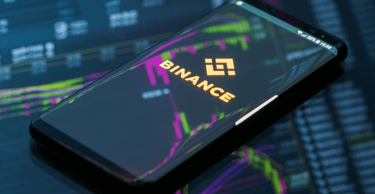 De Binance app op een handelsgrafiek