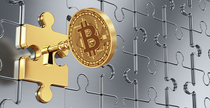 Een Bitcoin sleutel en de puzzelmuur