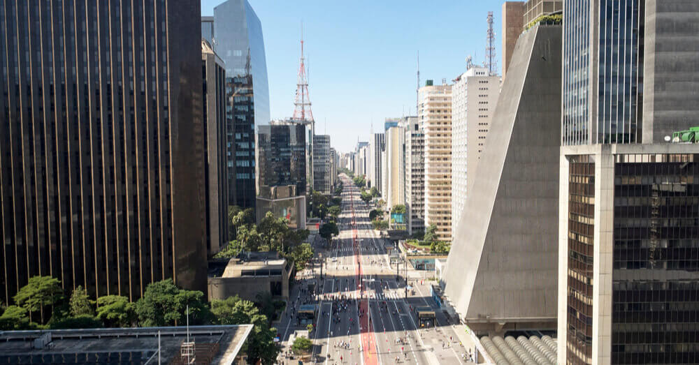 Luchtfoto van Avenida Paulista in São Paulo, Brazilië