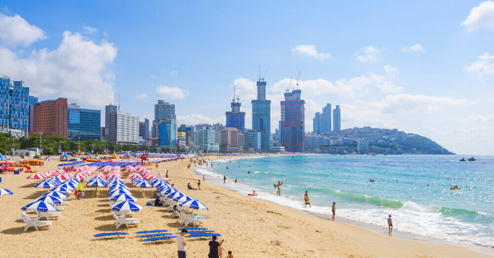 Foto van Haeundae Beach in Busan, Zuid-Korea