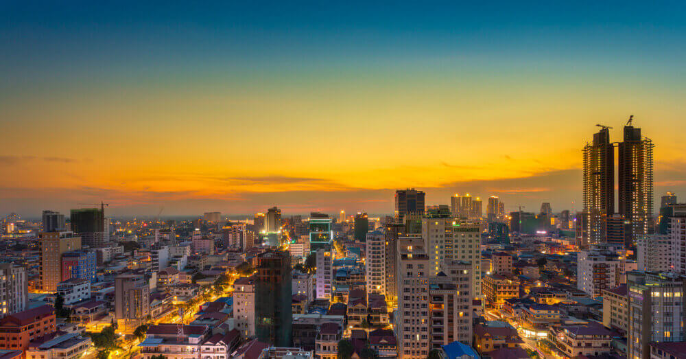 Zonsopgang in Phnom Penh, Cambodia