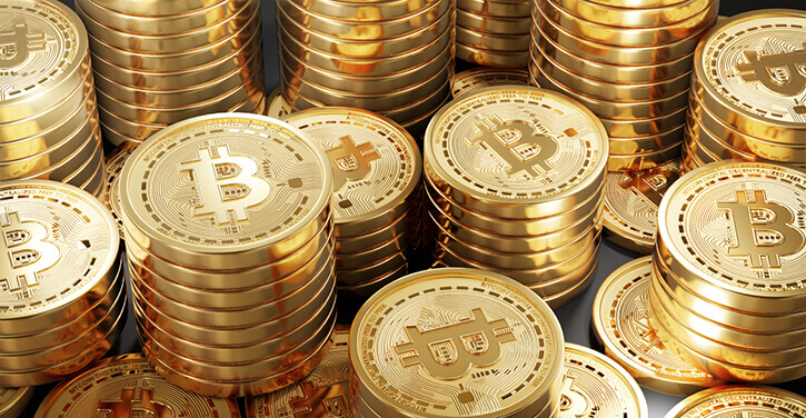 Close-up foto van Bitcoins