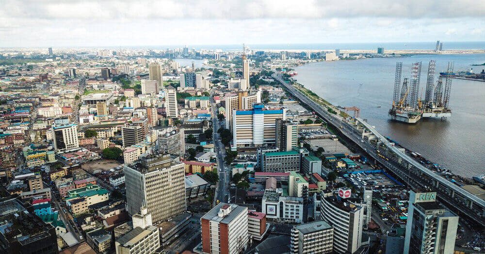 Luchtfoto van Lagos City in Nigeria