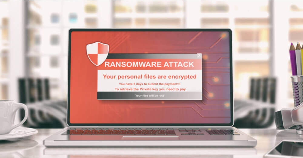 Een ransomware waarschuwing op een computerscherm