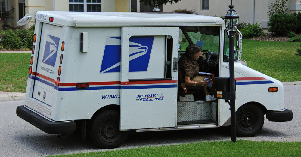 Foto van een US Postal Service busje