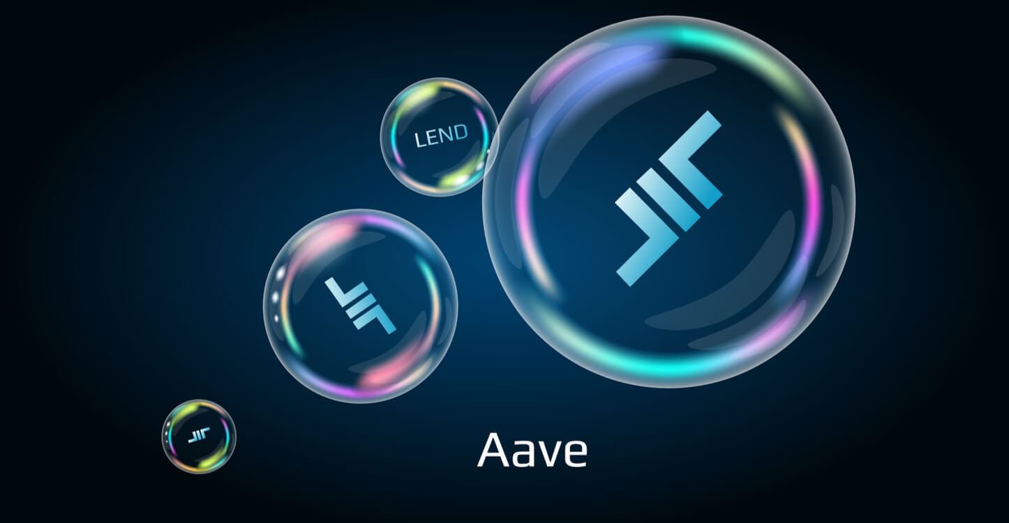 Het Aave logo in een bubbel