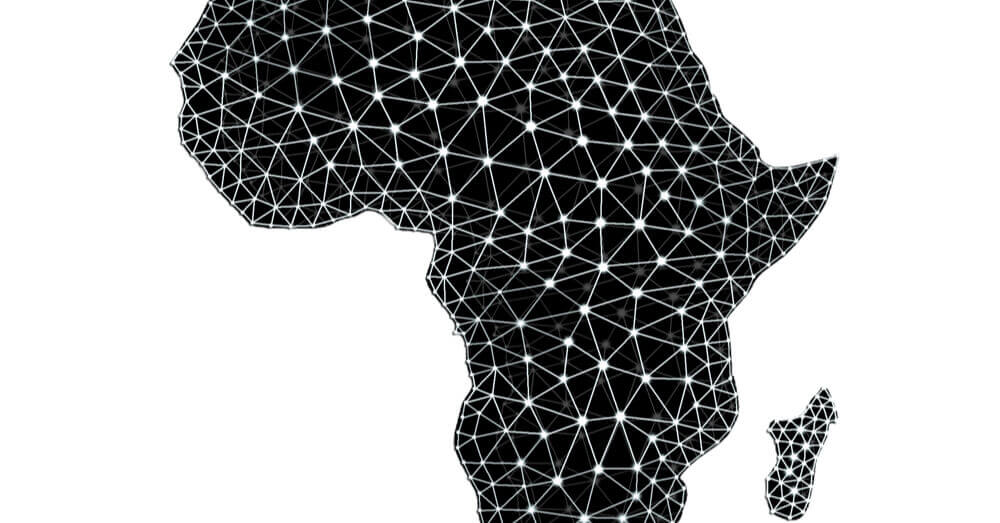 Het blockchain concept op de kaart van Afrika