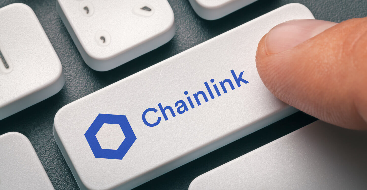 Het Chainlink logo op een toetsenbord