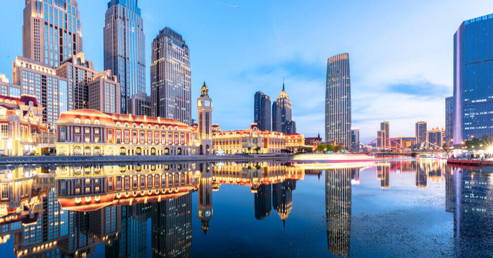 Foto van de Tianjin zee rivier in China