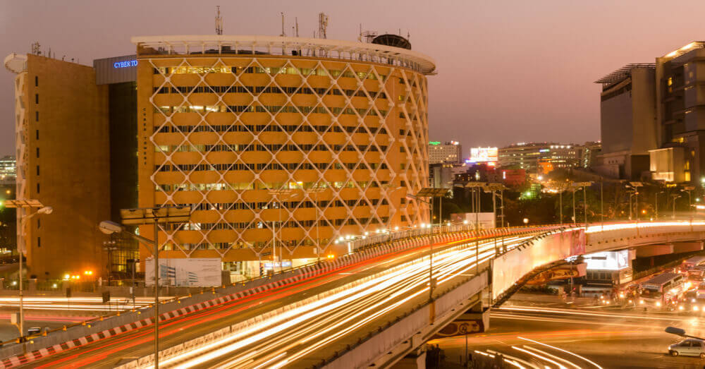 Foto van het Cyber Towers gebouw in Hyderabad, Zuid-India