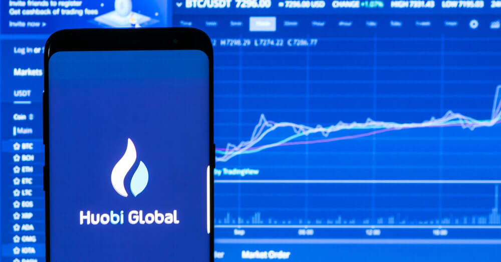 De Huobi app voor een koersgrafiek