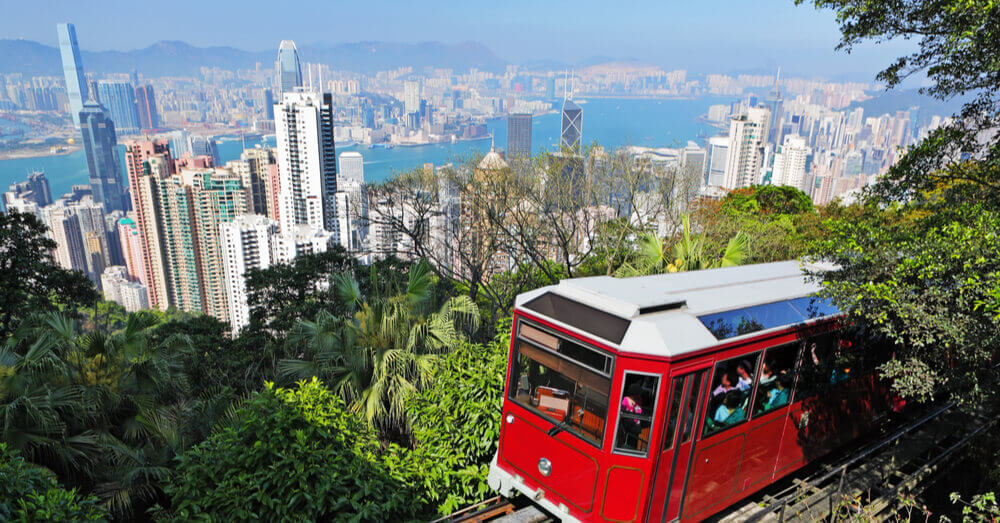 Stadsgezicht van Hong Kong vanaf The Peak