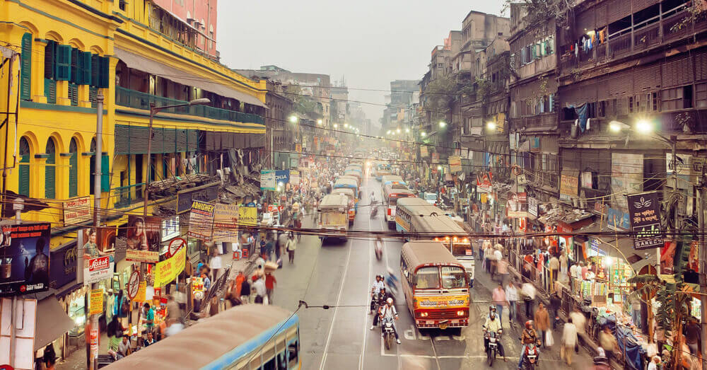 Foto van een impressie van Kolkata in India