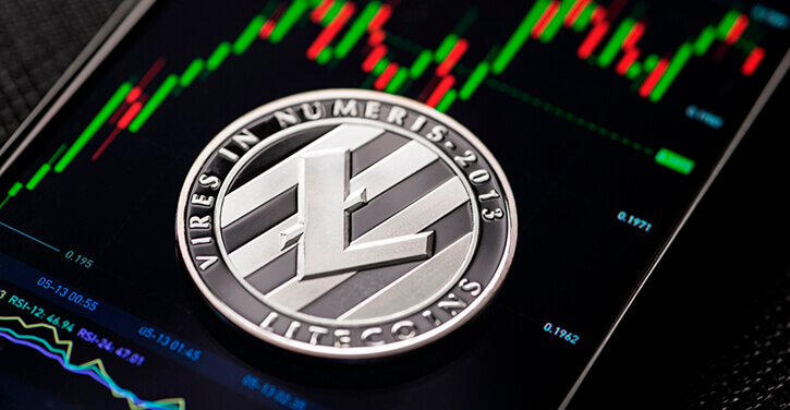 Het Litecoin logo op een smartphone