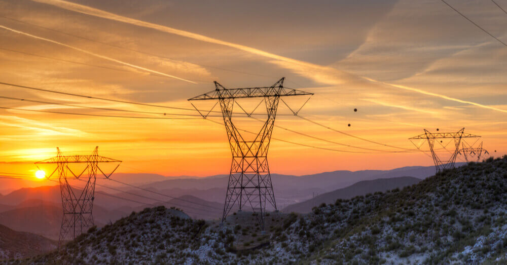 Foto van elektriciteitsnetten in Californië