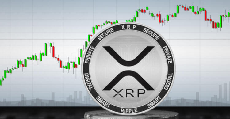 Drie XRP munten voor een handelsgrafiek