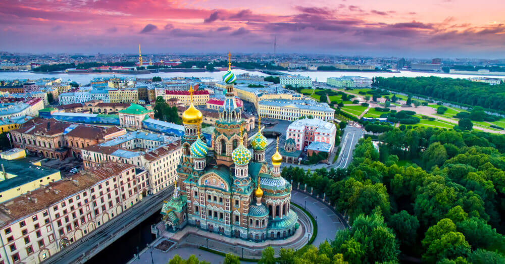 Luchtfoto van Sint-Petersburg, Rusland