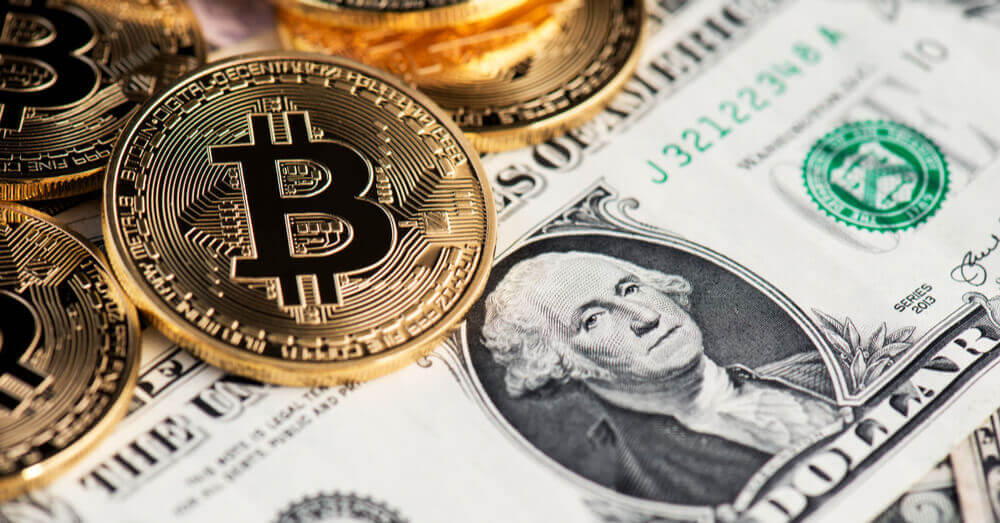 Bitcoin en de Amerikaanse dollar. Bron: Shutterstock