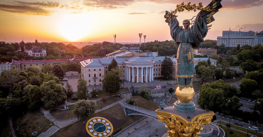 Luchtfoto van Kiev in de Oekraïne