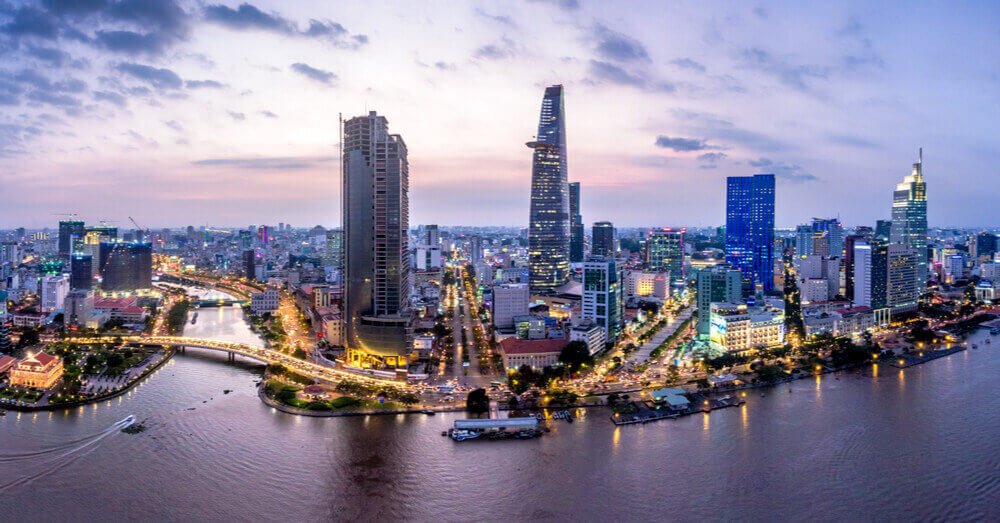 Luchtfoto van Ho Chi Minh in Vietnam