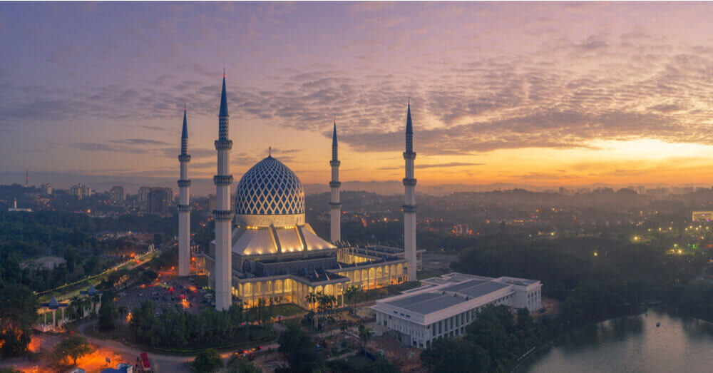 Foto van de Blauwe Moskee in Shah Alam, Maleisië