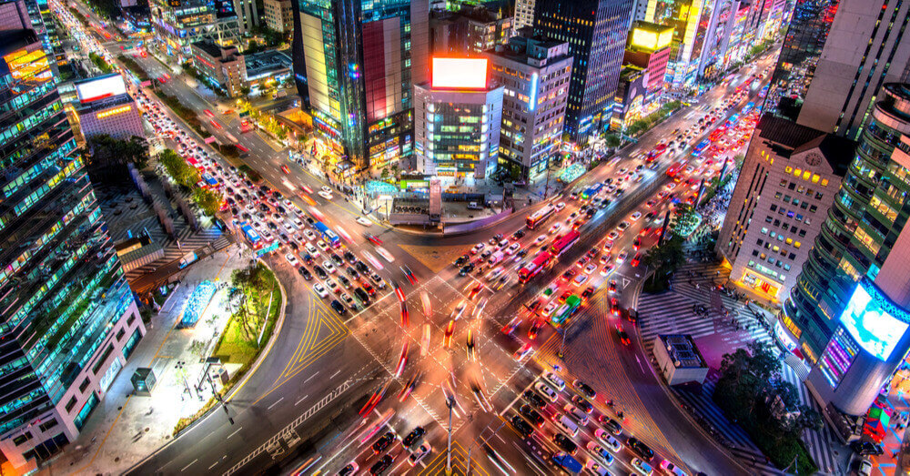 Foto van de Gangnam Square in Seoul, Zuid-Korea