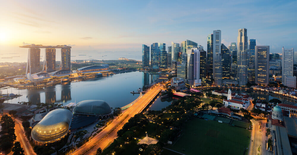 Foto van het financiële district van Singapore