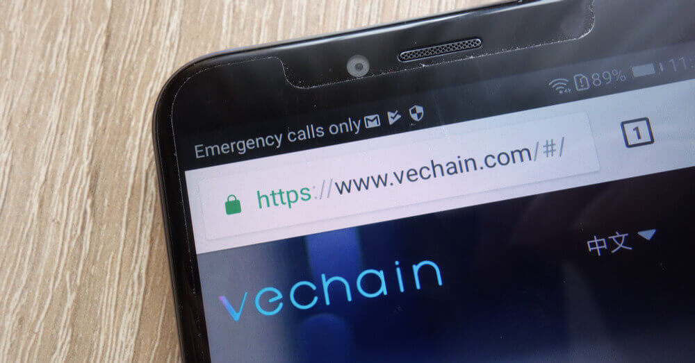 De VeChain URL op een smartphone