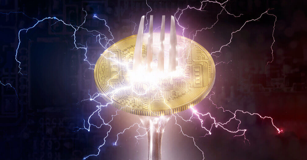 Lightning coin met vork