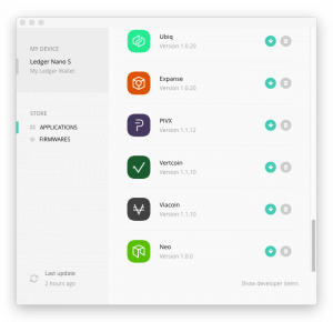 NEO wallet in Ledger Manager