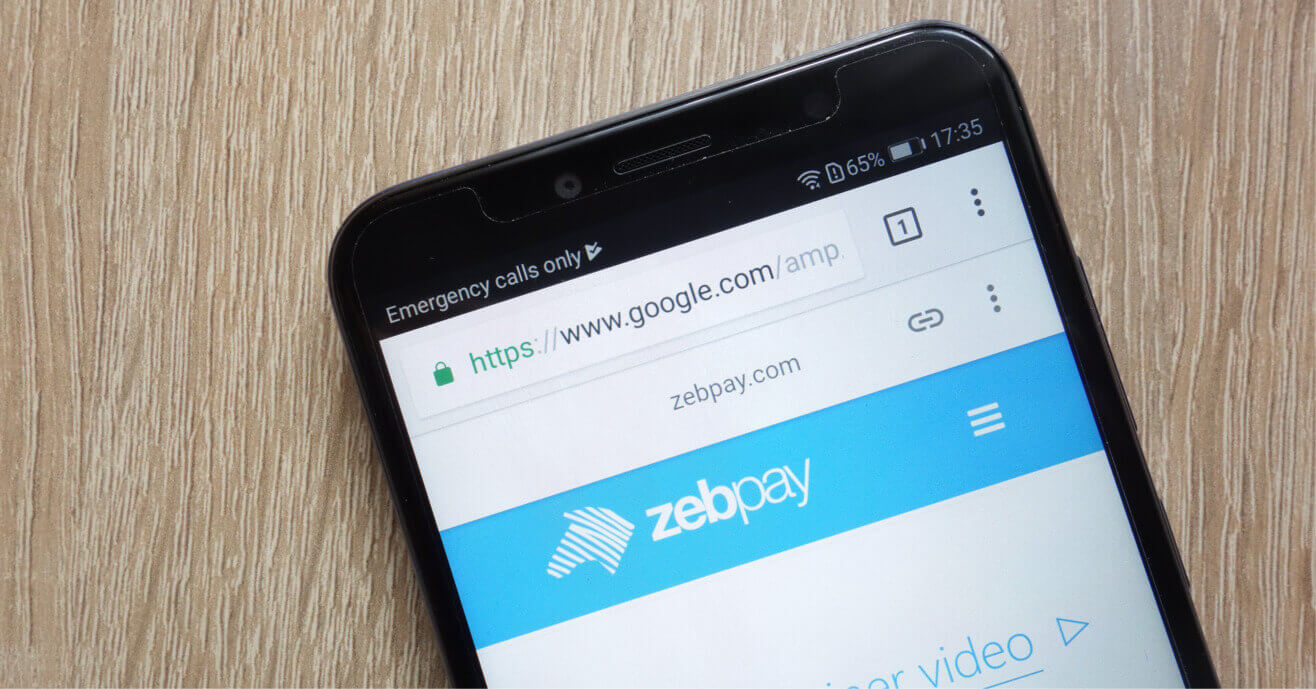 Een kijkje op de mobiele site van Zebpay