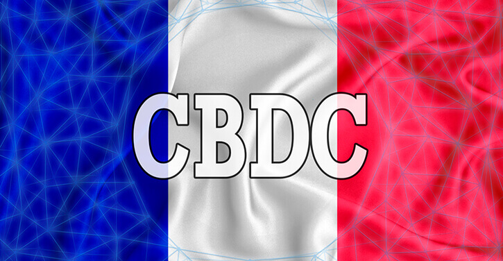 Inscription du mot CBDC sur un drapeau français