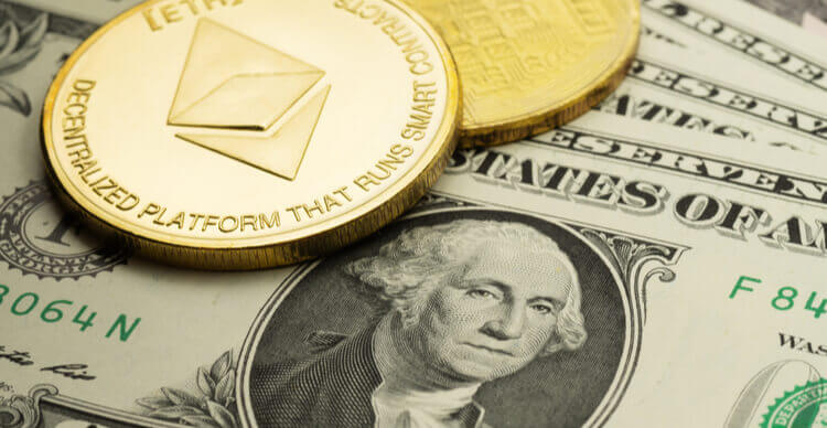 Coin ETH contre un billet d'un dollar US