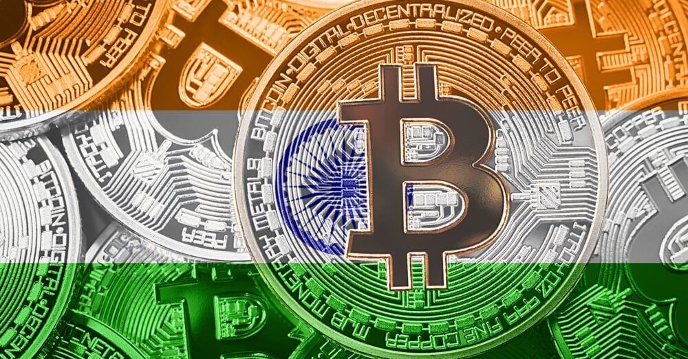 Drapeau indien avec bitcoin