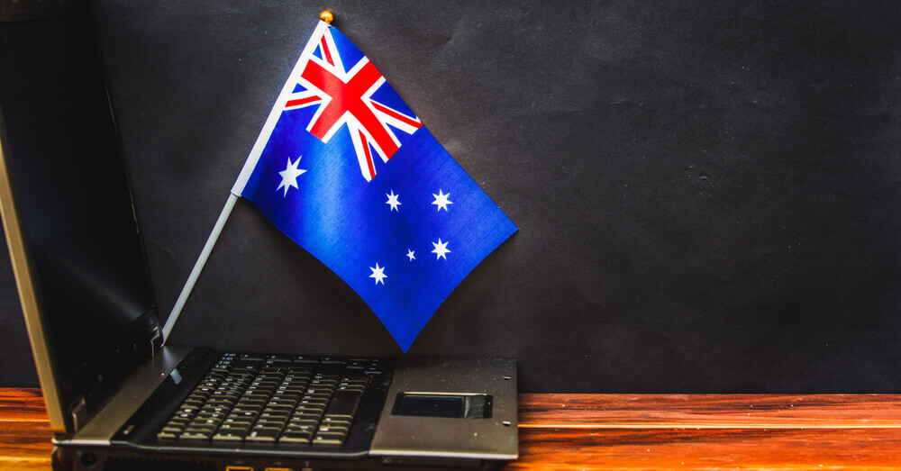 Le drapeau australien sur un ordinateur portable