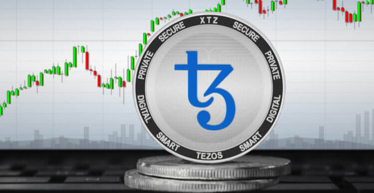 Une image du coin Tezos avec un graphique en arrière-plan