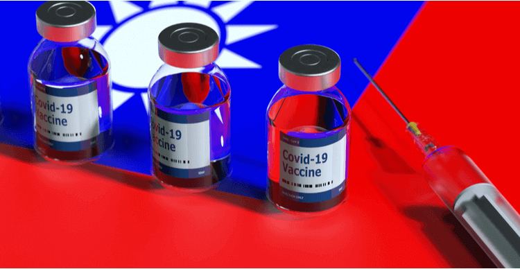 Une image 3d des vaccins covid-19 sur le drapeau de Taiwan